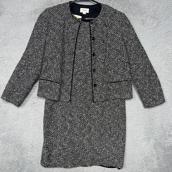 Talbots Jackets & Blazers - VTG Talbots 2pc Dress Blazer Set Sz 12 Houndstooth Tweed Wool Blend Academia USA
